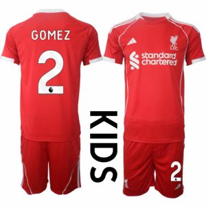 Liverpool Thuistenue 2025/26 voor Kinderen – Joe Gomez #2 – Voetbaltenue Korte Mouwen (+ Korte Broek)