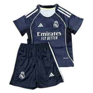 Real Madrid 2025/26 Kinderen Uit tenue – Voetbalshirt met Korte Mouwen + Korte Broek