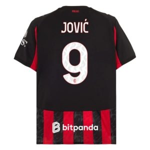 AC Milan 2025/26 Thuistenue Heren – Luka Jović #9 – Goedkope Korte Mouwen Voetbalshirt