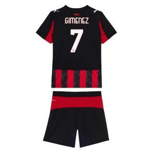 AC Milan 2025/26 Thuistenue voor Kinderen – Santiago Giménez #7 – Voetbalshirt met Korte Mouwen + Korte Broek
