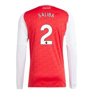 Arsenal Thuistenue 2025/26 Heren – William Saliba #2 – Goedkope Lange Mouwen Voetbalshirt