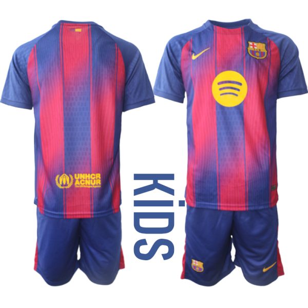 FC Barcelona 2025/26 Thuistenue voor Kinderen – Voetbalshirt met Korte Mouwen + Korte Broek
