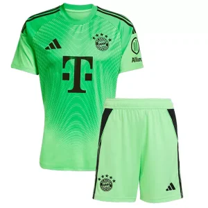 FC Bayern München 2025/26 Keepersshirt voor Kinderen – Groen Voetbalshirt met Korte Mouwen + Korte Broek
