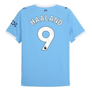 Manchester City Thuistenue 2025/26 Heren – Erling Haaland #9 – Goedkope Korte Mouwen Voetbalshirt