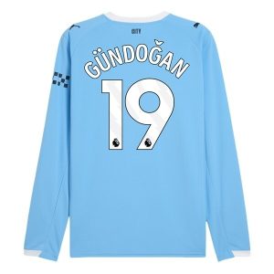 Manchester City Thuistenue 2025/26 Heren – Ilkay Gündoğan #19 – Goedkope Lange Mouwen Voetbalshirt