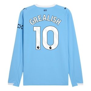 Manchester City Thuistenue 2025/26 Heren – Jack Grealish #10 – Goedkope Lange Mouwen Voetbalshirt