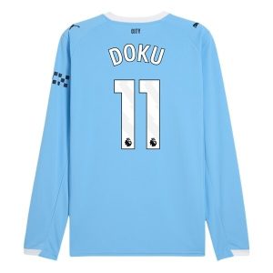 Manchester City Thuistenue 2025/26 Heren – Jérémy Doku #11 – Goedkope Lange Mouwen Voetbalshirt