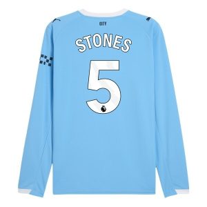 Manchester City Thuistenue 2025/26 Heren – John Stones #5 – Goedkope Lange Mouwen Voetbalshirt