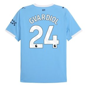 Manchester City Thuistenue 2025/26 Heren – Joško Gvardiol #24 – Goedkope Korte Mouwen Voetbalshirt