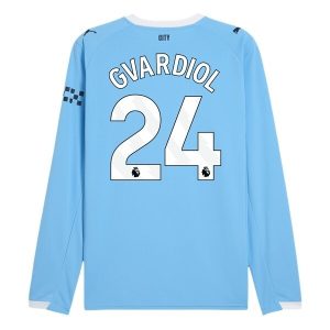 Manchester City Thuistenue 2025/26 Heren – Joško Gvardiol #24 – Goedkope Lange Mouwen Voetbalshirt