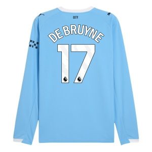 Manchester City Thuistenue 2025/26 Heren – Kevin de Bruyne #17 – Goedkope Lange Mouwen Voetbalshirt