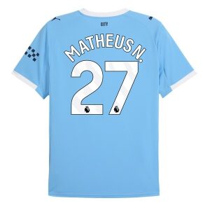 Manchester City Thuistenue 2025/26 Heren – Matheus Nunes #27 – Goedkope Korte Mouwen Voetbalshirt