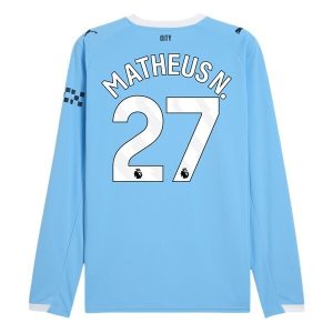 Manchester City Thuistenue 2025/26 Heren – Matheus Nunes #27 – Goedkope Lange Mouwen Voetbalshirt