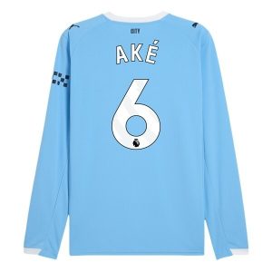 Manchester City Thuistenue 2025/26 Heren – Nathan Aké #6 – Goedkope Lange Mouwen Voetbalshirt