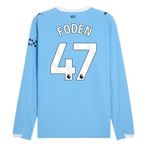 Manchester City Thuistenue 2025/26 Heren – Phil Foden #47 – Goedkope Lange Mouwen Voetbalshirt