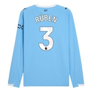 Manchester City Thuistenue 2025/26 Heren – Ruben Dias #3 – Goedkope Lange Mouwen Voetbalshirt