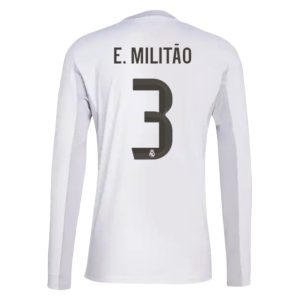 Real Madrid 2025/26 Thuistenue Heren – Éder Militão #3 – Goedkope Lange Mouwen Voetbalshirt