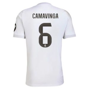 Real Madrid 2025/26 Thuistenue Heren – Eduardo Camavinga #6 – Goedkope Korte Mouwen Voetbalshirt