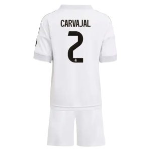 Real Madrid 2025/26 Thuistenue voor Kinderen – Daniel Carvajal #2 – Voetbalshirt met Korte Mouwen + Korte Broek