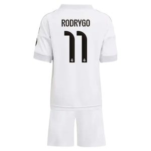 Real Madrid 2025/26 Thuistenue voor Kinderen – Rodrygo #11 – Voetbalshirt met Korte Mouwen + Korte Broek