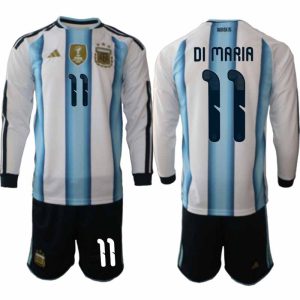 Argentinië WK 2026 Thuistenue Heren Lange Mouw – Ángel Di María #11 Voetbalshirt + Short