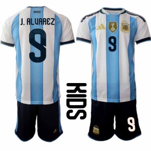 Argentinië WK 2026 Thuistenue Kinderen – Julián Álvarez #9 Voetbalshirt + Short