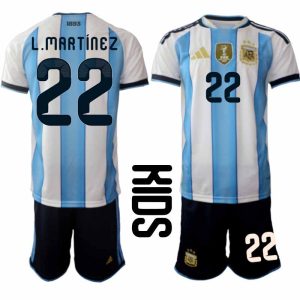 Argentinië WK 2026 Thuistenue Kinderen – Lautaro Martínez #22 Voetbalshirt + Short