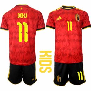 België WK 2026 Thuistenue Kinderen – Jérémy Doku #11 Voetbalshirt + Short