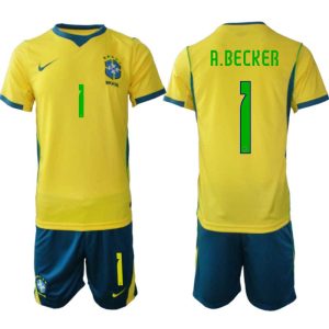 Brazilië WK 2026 Thuistenue Heren – Alisson Becker #1 Voetbalshirt + Short