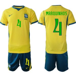 Brazilië WK 2026 Thuistenue Heren – Marquinhos #4 Voetbalshirt + Short