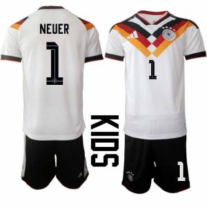 Duitsland WK 2026 Thuistenue Kinderen – Manuel Neuer #1 Voetbalshirt + Short