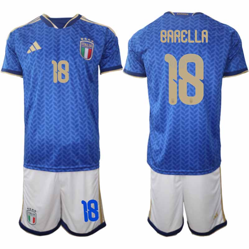 Italië WK 2026 Thuistenue Heren – Nicolo Barella #18 Voetbalshirt + Short