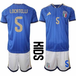 Italië WK 2026 Thuistenue Kinderen – Manuel Locatelli #5 Voetbalshirt + Short