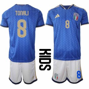 Italië WK 2026 Thuistenue Kinderen – Sandro Tonali #8 Voetbalshirt + Short
