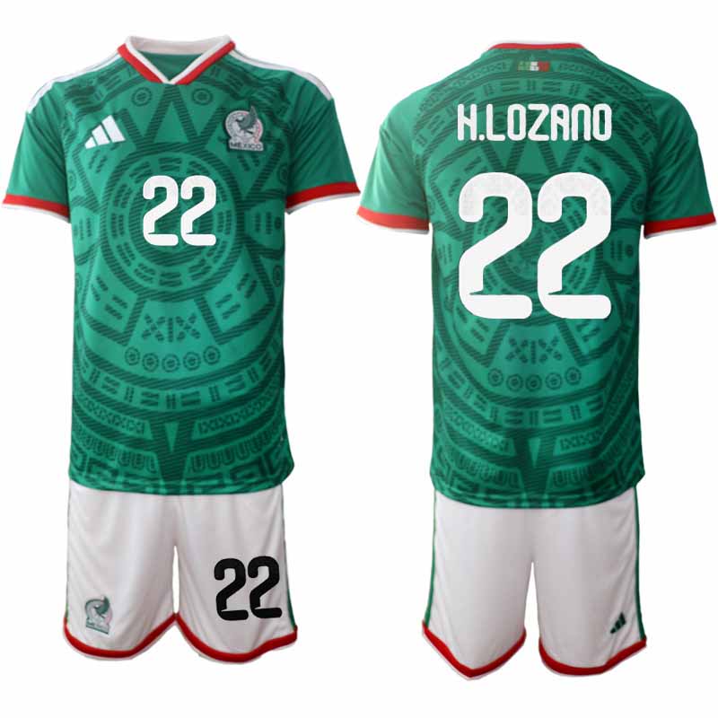 Mexico WK 2026 Thuistenue Heren – Hirving Lozano #22 Voetbalshirt + Short