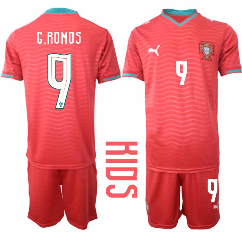 Portugal WK 2026 Thuistenue Kinderen – Gonçalo Ramos #9 Voetbalshirt + Short