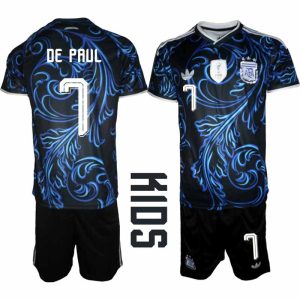 Argentinië Uittenue WK 2026 Kinderen – Rodrigo De Paul #7 Voetbalshirt + Shorts Set