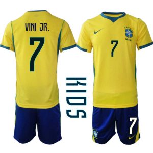 Brazilië Thuistenue WK 2026 Kinderen – Vinícius Júnior #7 Voetbalshirt + Shorts Set