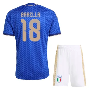 Italië Thuistenue WK 2026 Kinderen – Nicolò Barella #18 Voetbalshirt + Shorts Set