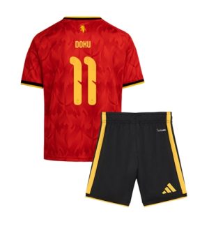 België Jeremy Doku #11 Thuis tenue Kids WK 2026 Voetbalshirt + Shorts Set