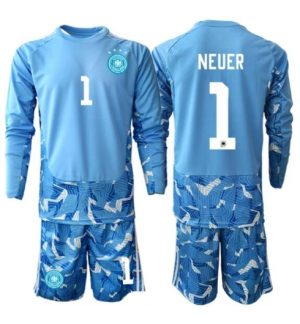 Duitsland Manuel Neuer #1 Keeper Uit tenue Kids WK 2026 Lange Mouwen Voetbalshirt (+ broek) Duitsland Manuel Neuer #1 Keeper Uit tenue Kids WK 2026 Lange Mouwen Voetbalshirt (+ broek)