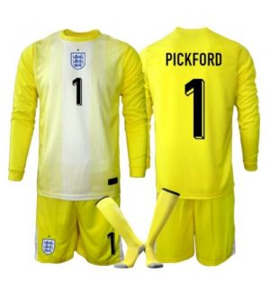 Engeland Jordanië Pickford #1 Keeper Uit tenue Kids WK 2026 Lange Mouwen Voetbalshirt (+ broek) Engeland Jordanië Pickford #1 Keeper Uit tenue Kids WK 2026 Lange Mouwen Voetbalshirt (+ broek)