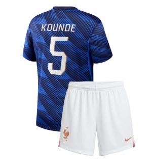 Frankrijk Jules Kounde #5 Thuis tenue Kids WK 2026 Voetbalshirt + Shorts Set