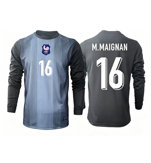 Frankrijk Mike Maignan #16 Keeper Thuis tenue WK 2026 Lange Mouwen Voetbalshirt Frankrijk Mike Maignan #16 Keeper Thuis tenue WK 2026 Lange Mouwen Voetbalshirt