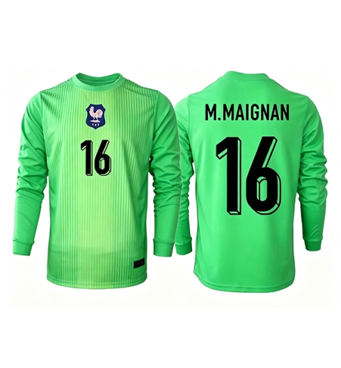 Frankrijk Mike Maignan #16 Keeper Uit tenue WK 2026 Lange Mouwen Voetbalshirt Frankrijk Mike Maignan #16 Keeper Uit tenue WK 2026 Lange Mouwen Voetbalshirt