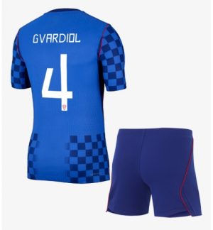 Kroatië Josko Gvardiol #4 Uit tenue Kids WK 2026 Voetbalshirt Shorts Set