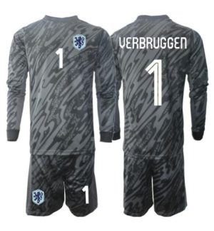 Nederland Bart Verbruggen #1 Keeper Thuis tenue Kids WK 2026 Lange Mouwen Voetbalshirt (+ broek) Nederland Bart Verbruggen #1 Keeper Thuis tenue Kids WK 2026 Lange Mouwen Voetbalshirt (+ broek)