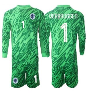 Nederland Bart Verbruggen #1 Keeper Uit tenue Kids WK 2026 Lange Mouwen Voetbalshirt (+ broek) Nederland Bart Verbruggen #1 Keeper Uit tenue Kids WK 2026 Lange Mouwen Voetbalshirt (+ broek)