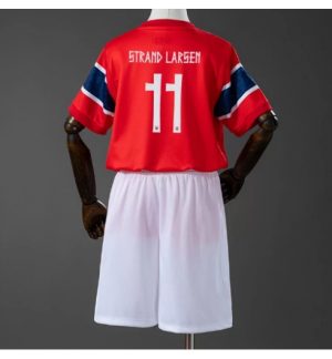 Noorwegen Jorgen Strand Larsen #11 Thuis tenue Kids WK 2026 Voetbalshirt Shorts Set