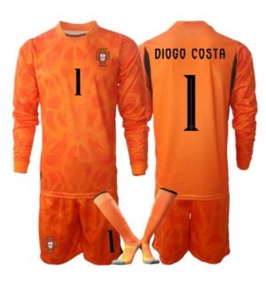 Portugal Diogo Costa #1 Keeper Uit tenue Kids WK 2026 Lange Mouwen (+ broek)